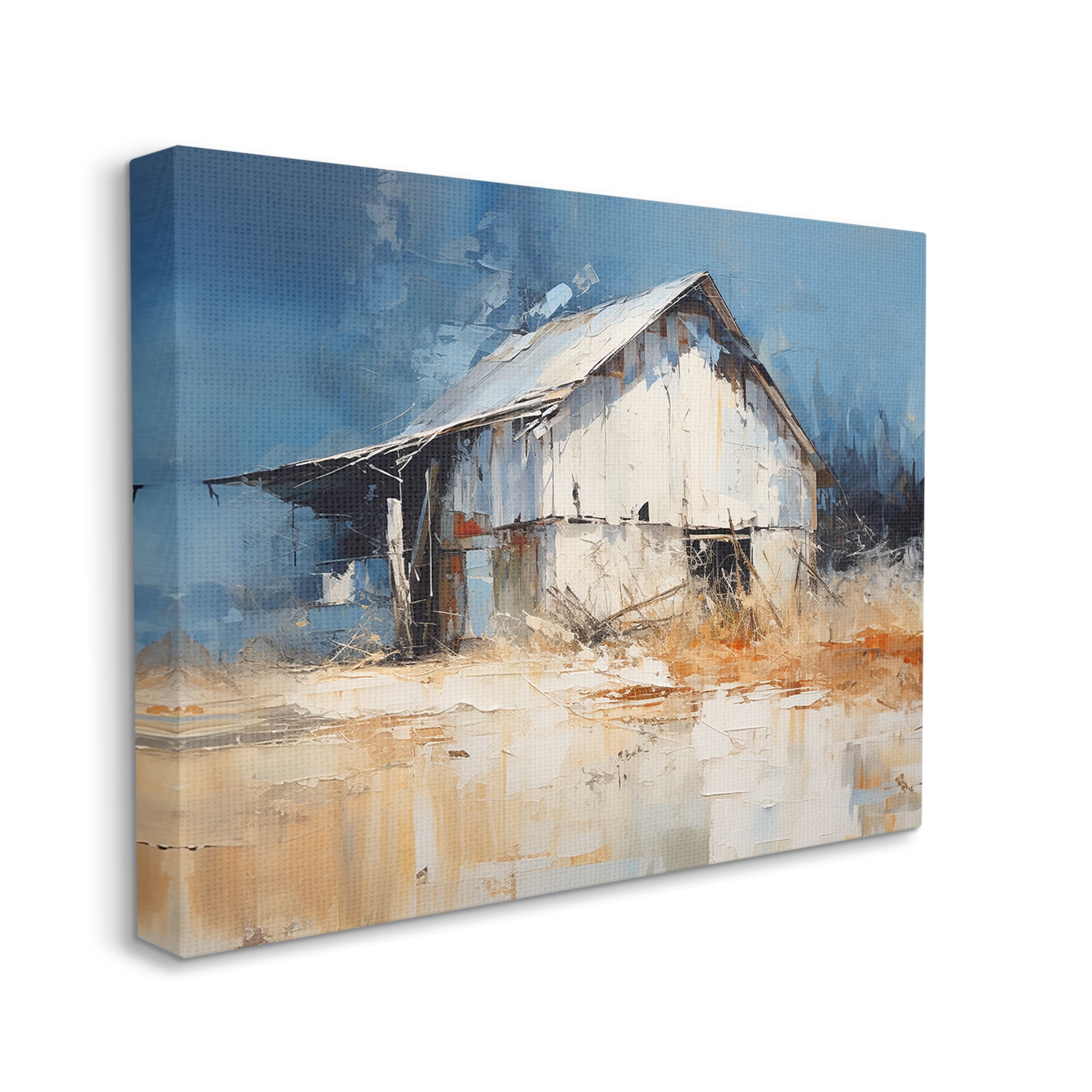 Stupell Industries Abstract Weathered Barn Abstract Painting Gallery Wrapped Canvas Art Print Wall Art, 48 x 36