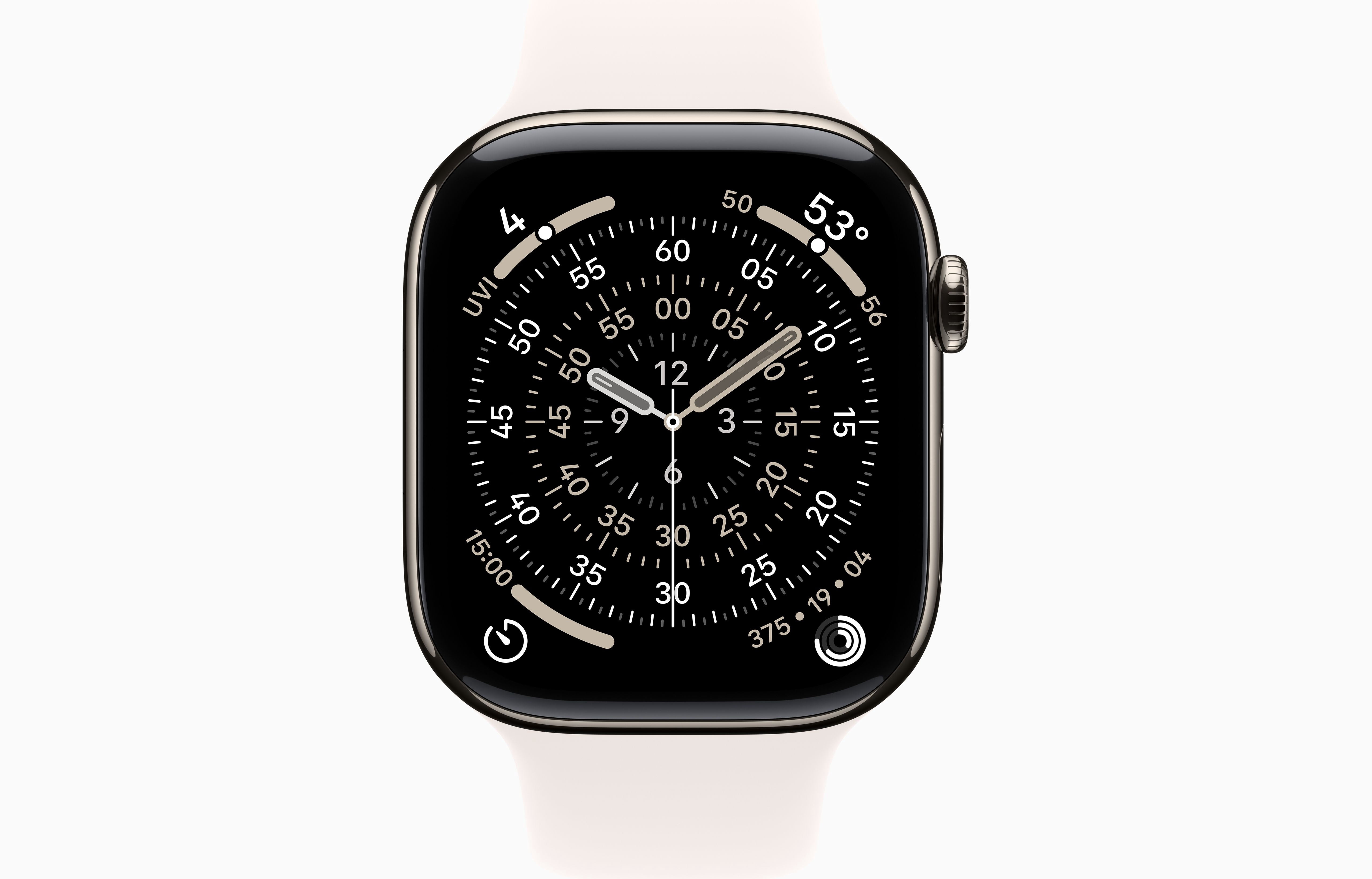 Apple Watch Series 11 GPS + Cellular 42mm Natural Titanium Case with Light Blush Sport Band