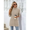 thumbnail image 5 of Long Sleeve Shirts for Women High Neck Casual Tunic Tops Khaki XL, 5 of 8