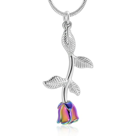 Rose Flower Urn Necklace Cremation Jewelry for Ashes for Women Urn Keepsake Pendant Human Pet Memorial Locket Holder