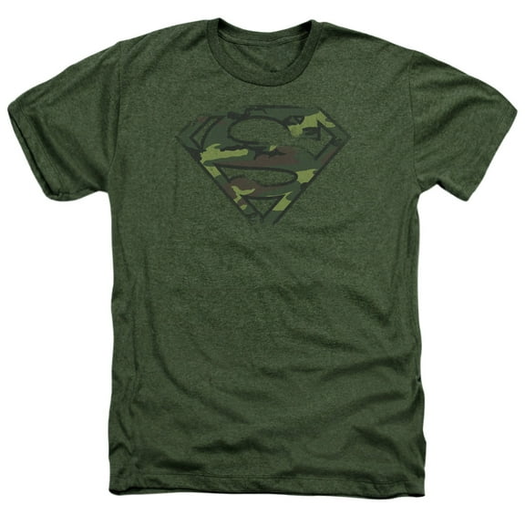 Superman - Distressed Camo Shield - Heather Short Sleeve Shirt - Medium