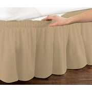 Bathroom and More Queen or King Size (Mocha) Elastic Ruffled Bed Skirt: Wrap Around Easy Fit