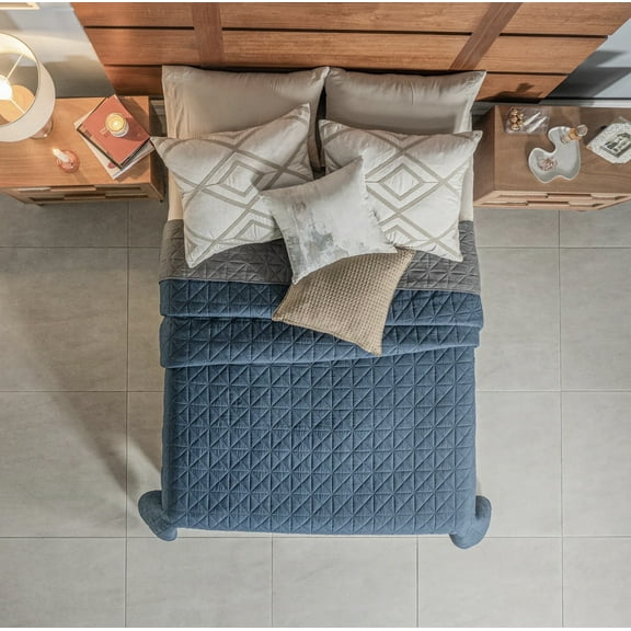 COBALTO BLUE AND GRAY COLOR SPECIAL FABRIC ULTRA SLIM REVERSIBLE COMFORTER 1 PCS QUEEN SIZE MADE IN MEXICO