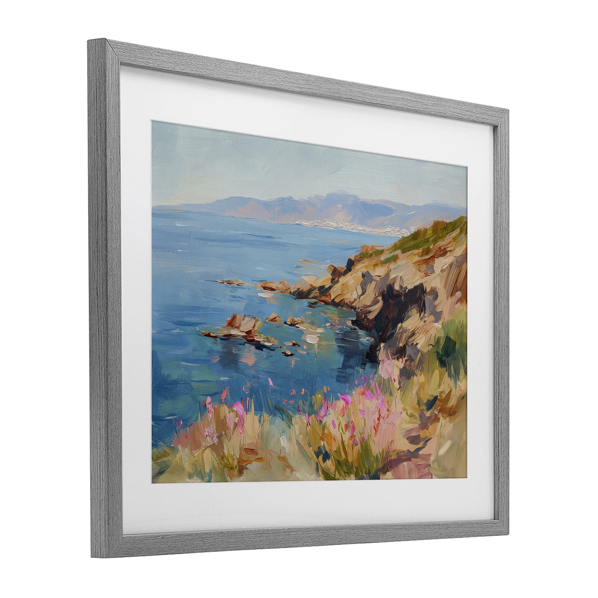 Stupell Industries Where Mountains Meet Sea Gray Framed Print Under Glass, design by Svetlana Aleynikova