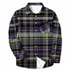 thumbnail image 4 of Blusa y camisa de manga larga con cuello vuelto para hombre, informal, a la moda, con botones, estampado a cuadros, blusa elástica de manga larga con cuello vuelto, blusa de poliéster para hombre, 4 of 5