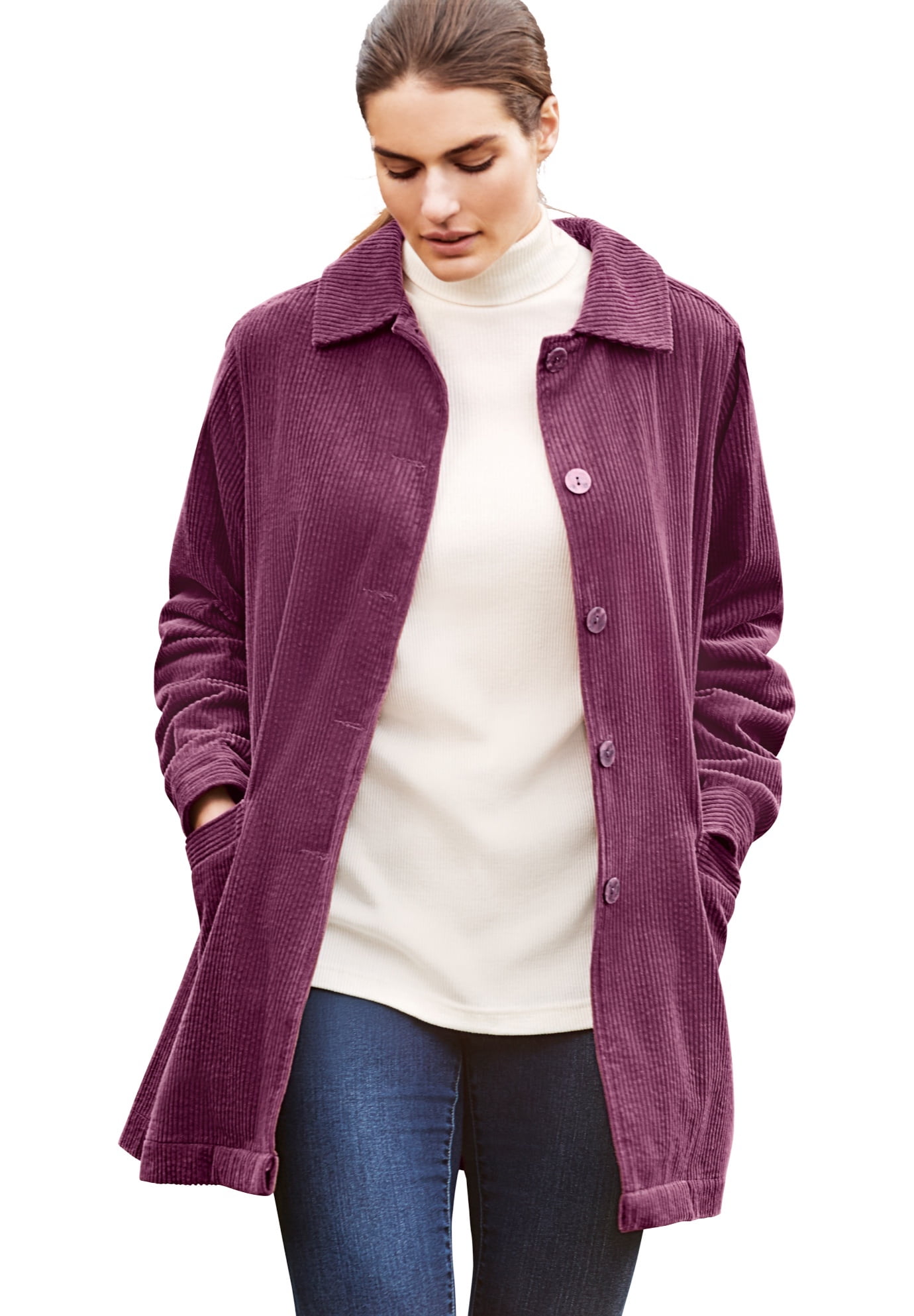 Woman Within Woman Within Women's Plus Size PleatBack Corduroy