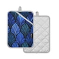 thumbnail image 2 of 2 Pack Pot Holders for Kitchen Heat Resistant Hot Pads Sets for Cooking Baking Blue Batik Leaves Pattern, 2 of 7