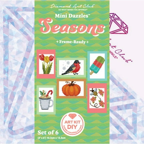 DIAMOND ART CLUB Mini Dazzles™ - Seasons, Fun Diamond Painting Kit for All, Diamond Art Canvas for Beginners, 4" x 6" (Pack of 6)