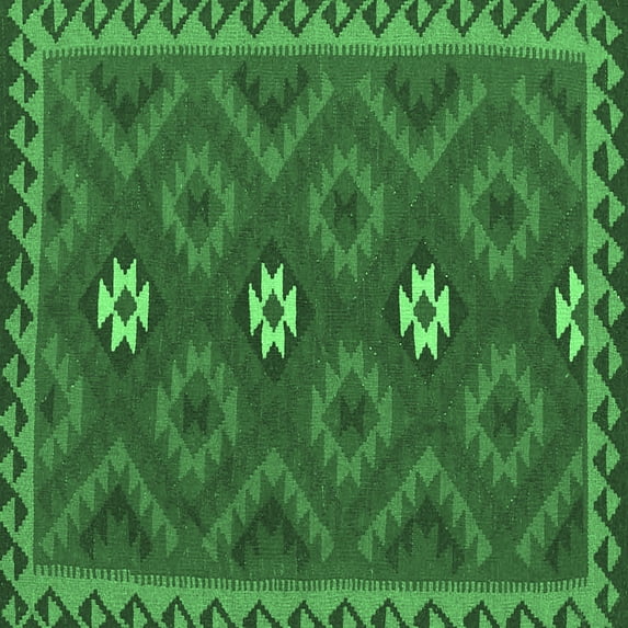Ahgly Company Indoor Square Oriental Emerald Green Traditional Area Rugs, 5' Square