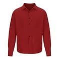 thumbnail image 4 of Penkiiy Men's Muscle Dress Shirts Slim Fit Stretch Long&Short Sleeve Casual Button Down Shirt Red Clearance, 4 of 8