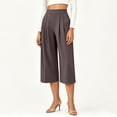 thumbnail image 6 of YuXingFu Womens High Waist Wide Leg Pleated Capri Pants - Side Pockets Work Summer Spring Coffee XXL, 6 of 7