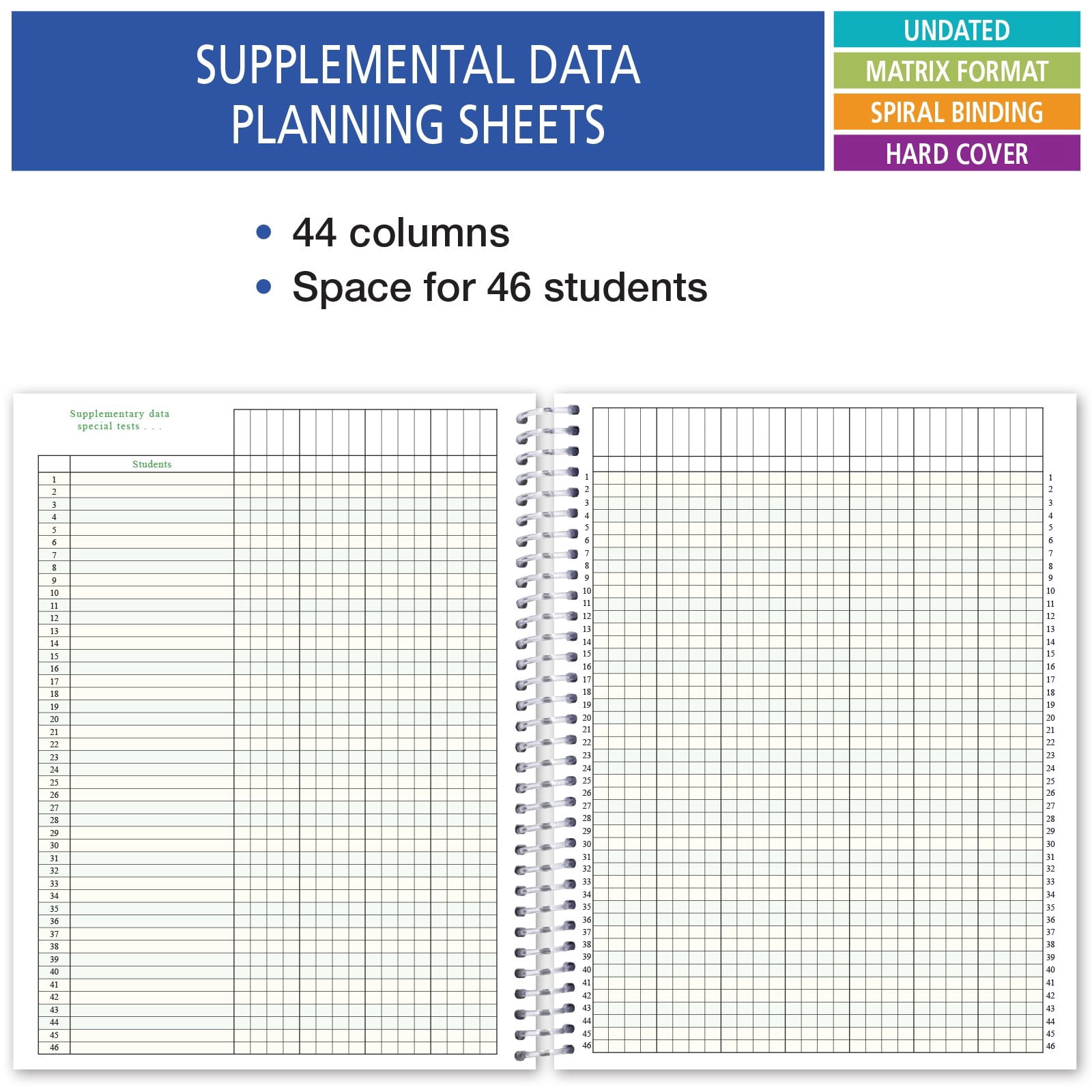 Elan Publishing Company Hardcover 8 Period Teacher Lesson Plan; Days Vertically Down the Side (W208) (+) Bonus Clip-in Bookmark (Green Blue Flowers) - W208FT -09