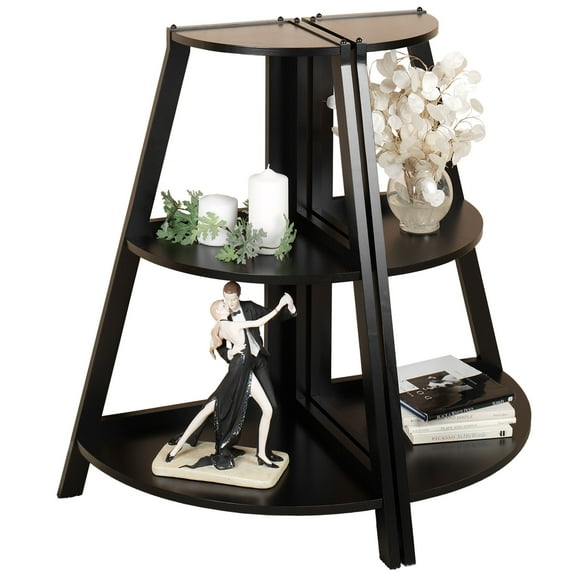 Kimber Short Corner Shelf Pair Black 3 Shelf Black 3 Shelf