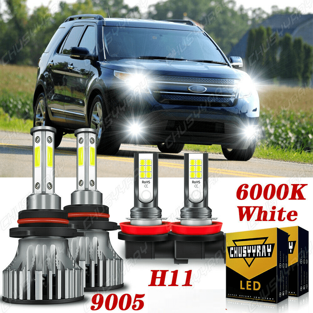4PCS H11 9005 Fog Light Coversion LED Light Bulb Kit For 2011-2015 Ford Explorer 
