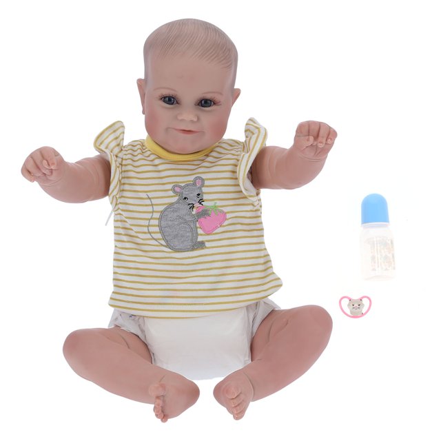 Muñeca de niña de 48cm/18,9 pulgadas, juego de chupete con biberón suave y realista de simulación