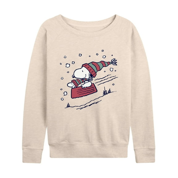 Peanuts - Snoopy Sledding - Women's Lightweight French Terry Long Sleeve Shirt