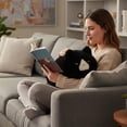 thumbnail image 4 of Crouching Cat Plush – Soft Ginger Cat Stuffed Animal with High-Elastic PP Cotton – Kawaii Cat Pillow for Relaxation, Nap, Home Decor – Black, 4 of 5