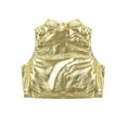 thumbnail image 4 of Xnihocha Kids Girls Sleeves Turtleneck Metallic Crop Top for Ballet Dance Gymnastic Athletic Sports Gold 10, 4 of 6