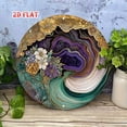 thumbnail image 4 of HELLOYOUNG Vintage Celestial Metal Wall Art Rustic Farmhouse Floral Design 2D Flat Round Aluminum Sign Frameless Wall Hanging Home Decor, 4 of 13