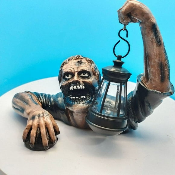 Halloween Zombie Lantern Resin Crafts Ornaments Garden Decoration Horror Sculpture