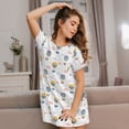 thumbnail image 3 of Fotbe Hot Air Balloon Bata de Dormir para Mujer con Estampado, Camisón de Algodón de Manga Corta, Ropa de Dormir Casual, 3 of 6