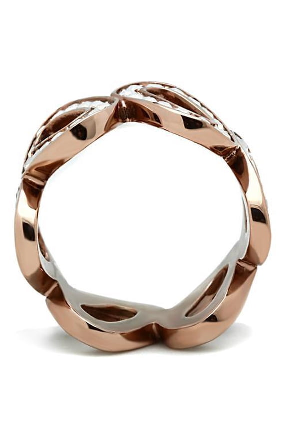 GL232 - IP Rose Gold(Ion Plating) Brass Ring with Top Grade Crystal in Aurora Borealis (Rainbow Effect)