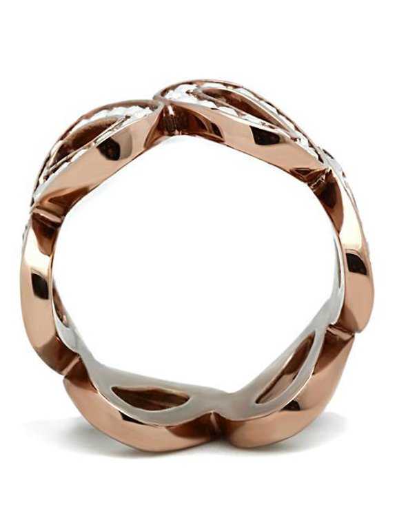 GL232 - IP Rose Gold(Ion Plating) Brass Ring with Top Grade Crystal in Aurora Borealis (Rainbow Effect)