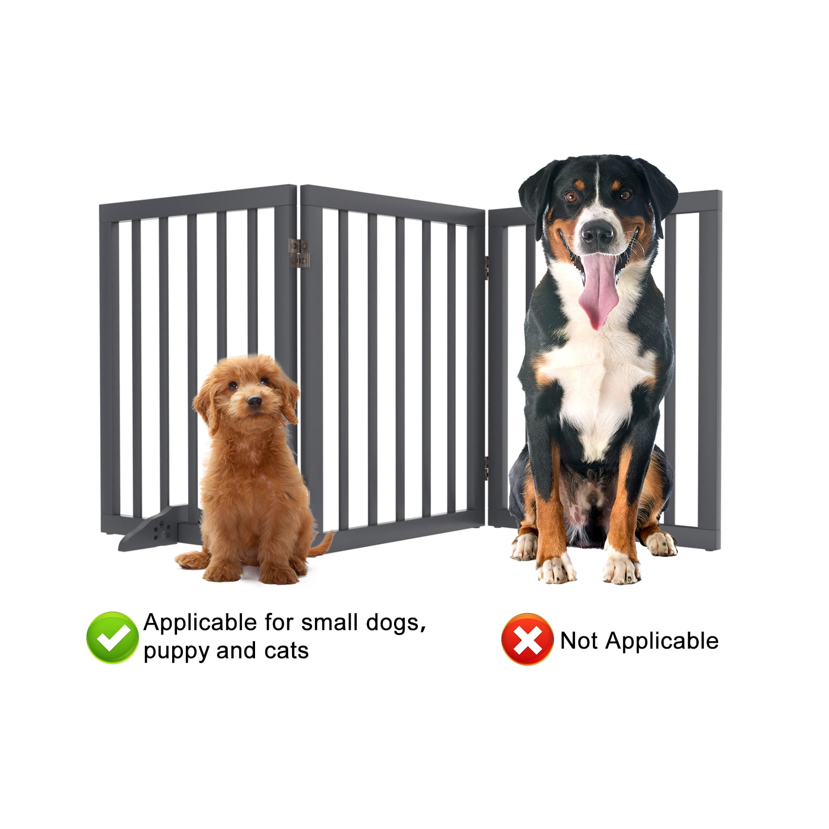 Algherohein Dog Gate for Inside,Freestanding Pet Gate for Doorways,24" Gray