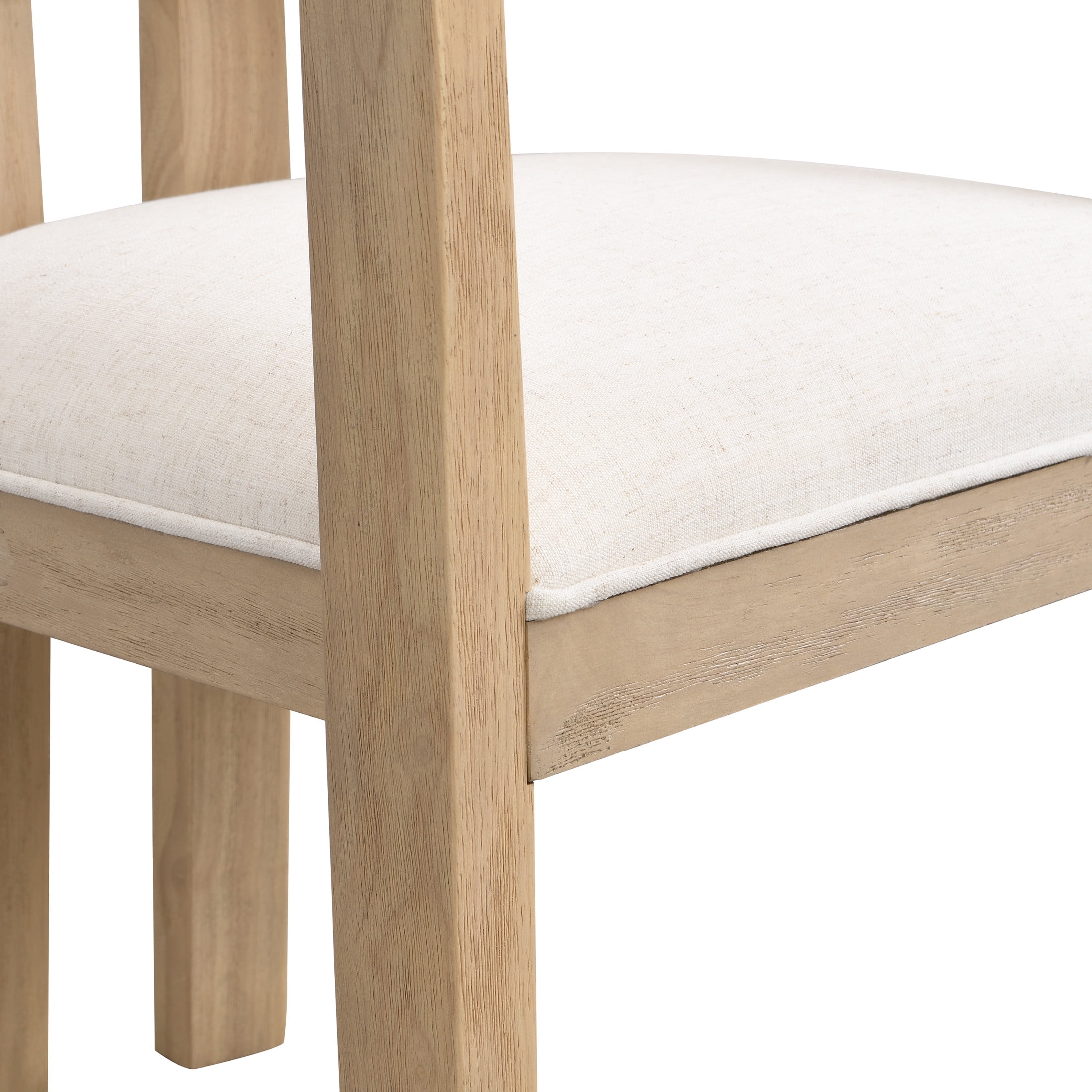 Rovelle Modern Upholstered Dining Chairs, Rubberwood, Beige + Natural Ash, Set of 2