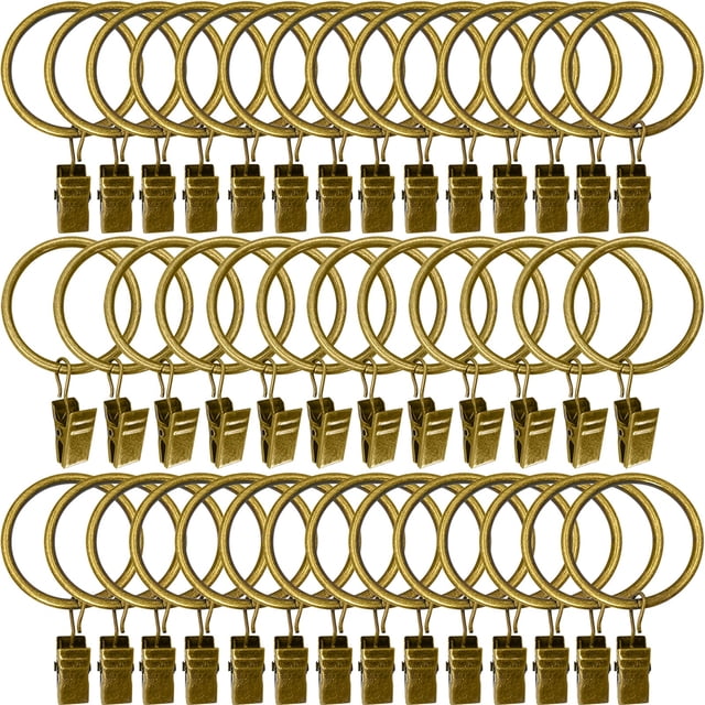 AMZSEVEN 40 Piezas Anillos de Cortina de Metal Ganchos para Clips para Cortinas Clips Decorativos para Barra de Cortina Perchas 1,5 Pulgadas de Diámetro Interior Ojales Bronce Antiguo Inoxidable
