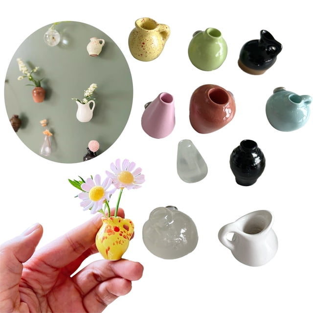 Cute Ceramic Vase Magnets For Fridge Funny Small Plant Magnets Tiny 3D Plant Vase For Refrigerator Decoration Kitchen Locker Kitchen (Excluding Flowers)