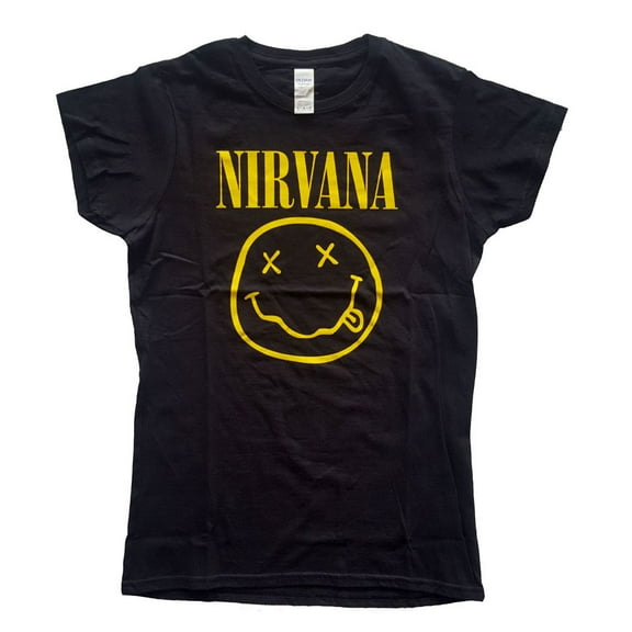 Nirvana Ladies T-Shirt: Yellow Smiley (Medium)