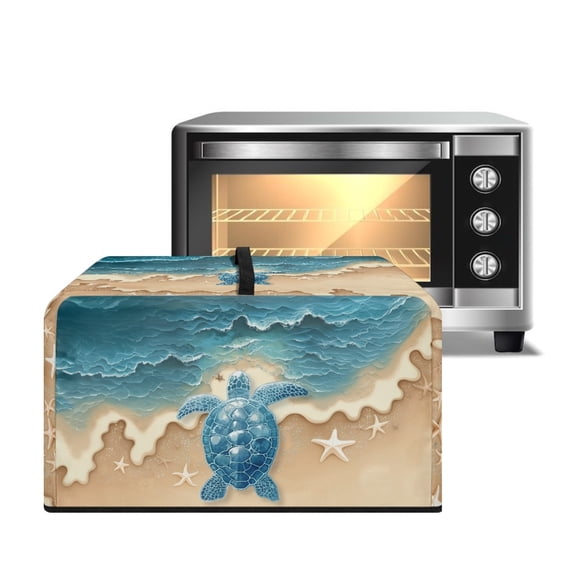 TSOVTHRID Sea Turtle Beach Starfish Print Microwave Oven Dust Cover Heat-Resistant Microwave Toaster Oven Cover Easy Clean Kitchen Machine Covers Case Protector, 20.9"W x 15.7"D x 12.4"H, L