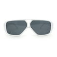 thumbnail image 2 of Double Bridge Flat Top Mafia Racer Rectangular Plastic Sunglasses White - Black, 2 of 4