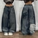 thumbnail image 1 of Ropa de calle nueva Harajuku Color sólido lavado pantalones vaqueros holgados hombres Y2K moda Retro Punk Casual Joker gótico pantalones de pierna ancha de cintura alta, 1 of 7