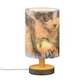 thumbnail image 2 of Run Black and White Cat Table Lamp USB Bedside Desk Nightstand Lamp Printed Gifts Small Lamp Wood Base for Bedroom Living Room Kids Room College Dorm, 2 of 7