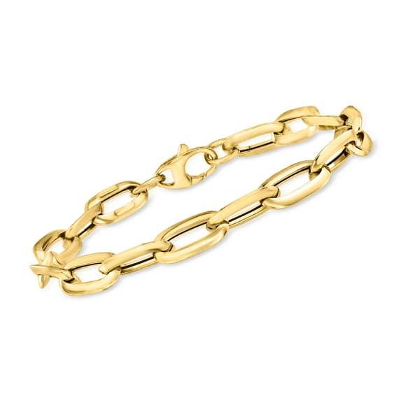 Ross-Simons Italian 14kt Yellow Gold Oval Paper Clip Link Bracelet, Women's, Adult