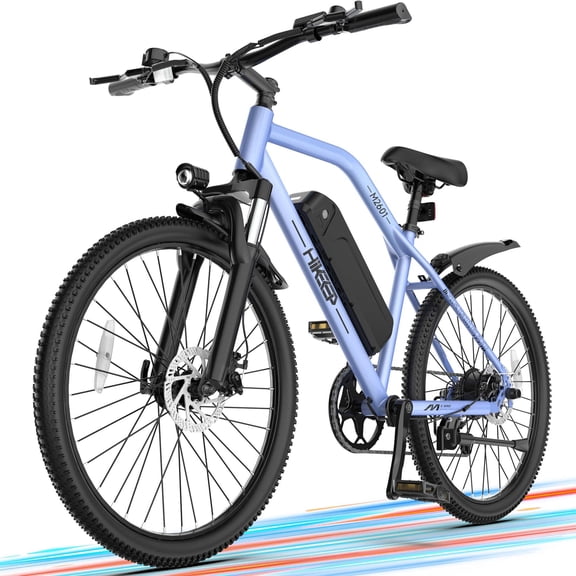 HeloKeep M2601 Electric Bike for Adults, 500W Motor, 48V 375Wh Removable Battery, 26" Puncture-Resistant Tires, 20MPH 7-Speed Ebike with Front Suspension & Disc Brakes, UL2849, Blue