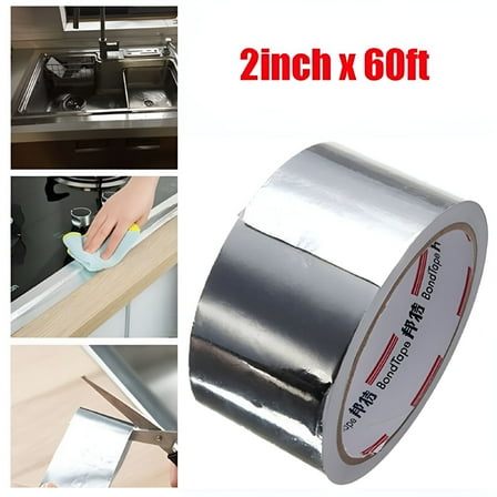 ICERUN 60 Feet Aluminum Foil Tape,Reflective Heat Moisture Resistant Insulation Repair Tools,Insulation Equipment,Cable Repair Adhesive Tape,HVAC Tape