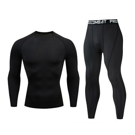 Men s Sports Running Workout Set Compression Shirt Pants Top Long Sleeve Sports Tight Base Layer Quick Dry