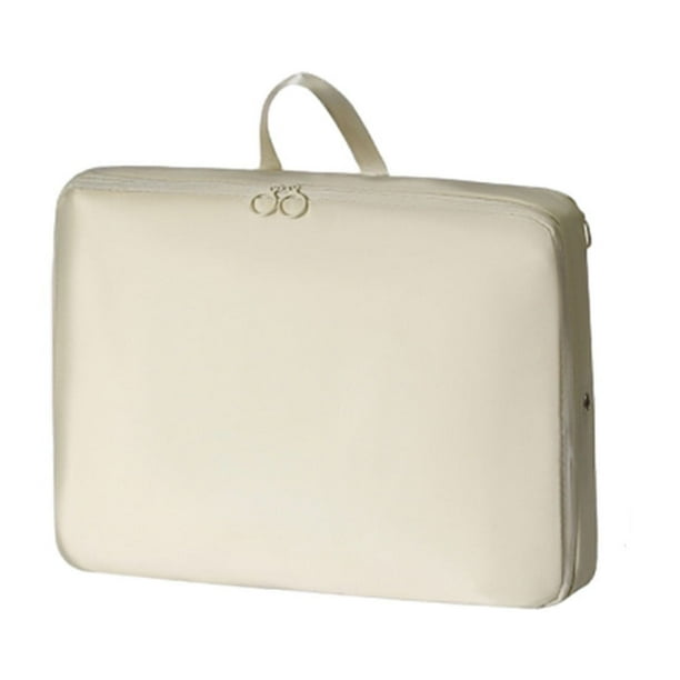 Sac à vêtements à suspendre avec fermeture éclair auto-compression, grande housse anti-poussière pour vêtements en duvet, sacs de rangement pour penderie, voyage (beige, S