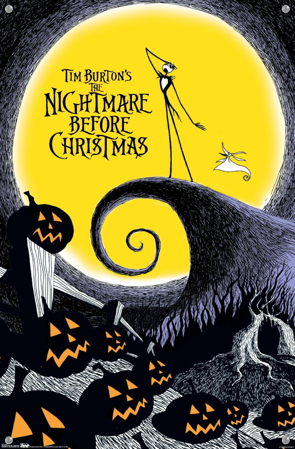 Disney Tim Burton's The Nightmare Before Christmas Wall Poster with Push Pins, 14.725" x 22.375"