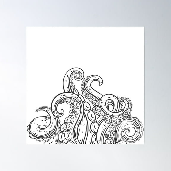 Octopus Graphic Art Two Colors Black And White Poster Wall Art, Modern Wall Decor For Living Room Bedroom, 8x12 UNFRAMED