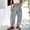 Gray, variant on Women's Contrast Stitch Denim Cuffed Pants, Drawstring Waist Multi Grid Side Pockets, Distressed Denim for Countryside Market Visits in Summer Pink XXL