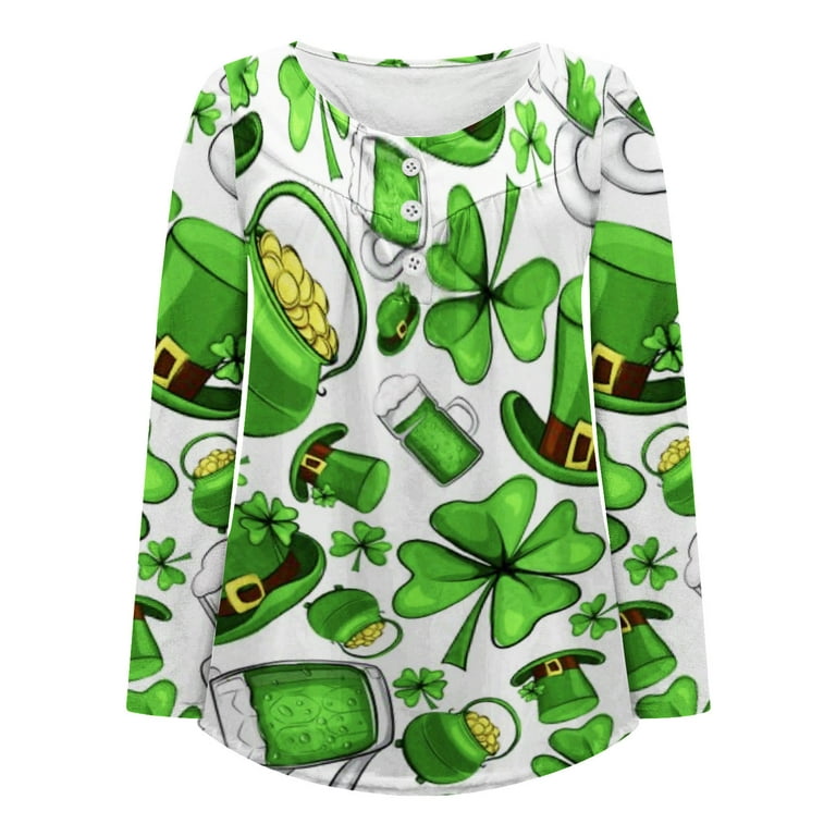 Fanxing Clearance 2024 Green Blouses for Women Fashion 2023 Sales Today  Clearance St Patrick Day Outfit Womens Tops Dressy Casual Sexy St. Patricks  Day Decor Shirt 