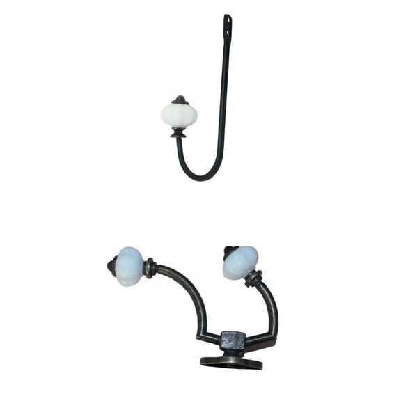 Pitycbo 2x European Single&Double Heads Wall Hooks Holder Key Towel Coat Hat Hanger