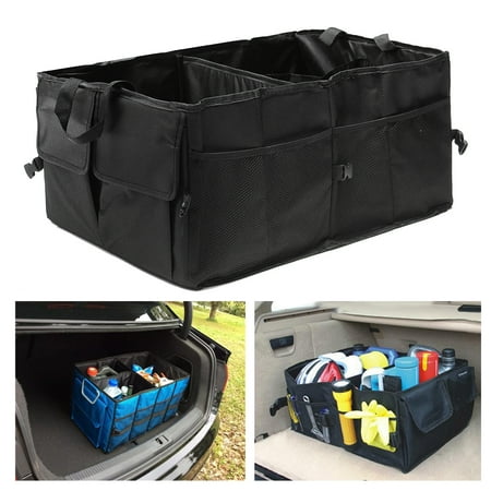Plastic Trunk Organizer Foldable Car Auto Back Rear Trunk Seat Big Storage Bag Pocket Organizer reserve storage box Hanger Holder ()