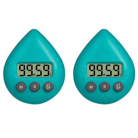 2X Silent Non-Ticking Battery Operated Shower Timer, Waterproof Digital Small Size Cute Timer Green