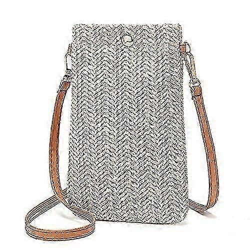 Straw Cell Phone Shoulder Bag Women -summer Beach Bag Small Crossbody Bag Shoulder Bags For Women, Cream White