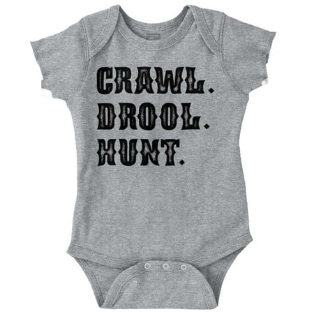 

Crawl Drool Hunt Hunting Life Cute Romper Boys or Girls Infant Baby Brisco Brands 6M